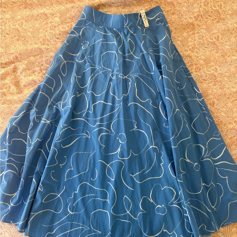Madewell Blue and White Maxi A-Line Skirt